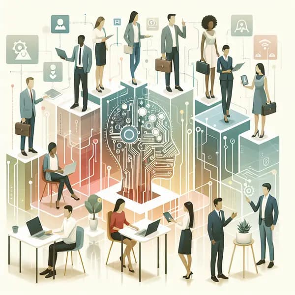 Ilustração representando o conteúdo do artigo Descubra as 7 Melhores Ferramentas de Inteligência Artificial para RH e Transforme Seus Resultados!