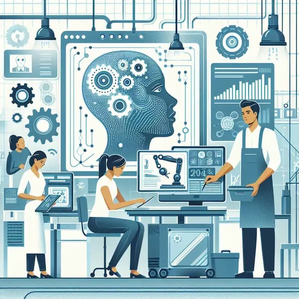 Ilustração representando o conteúdo do artigo IA na Manufatura: Veja Como Empresas Estão Aumentando Produtividade e Inovação em 2024