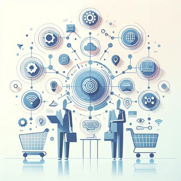 Ilustração representando o conteúdo do artigo IA para E-commerce: 7 Aplicações Práticas e Como Implementar Para Aumentar Vendas Agora