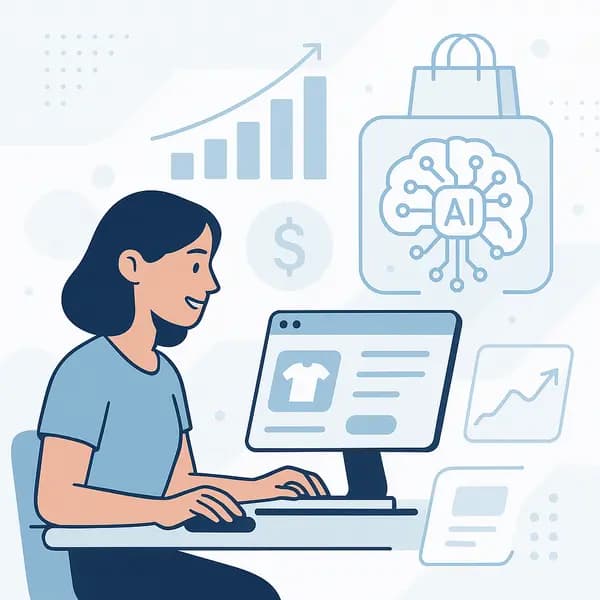 Ilustração representando o conteúdo do artigo IA para E-commerce: 7 Formas de Potencializar Suas Vendas e Vencer Desafios em 2024