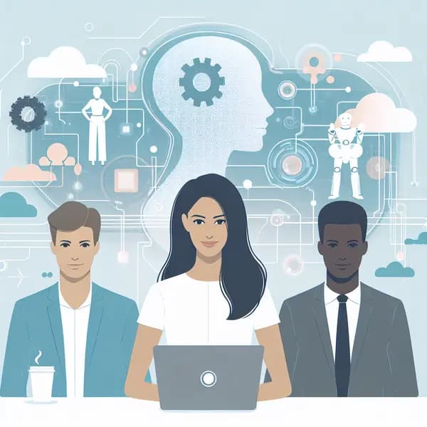 Ilustração representando o conteúdo do artigo IA para Grandes Empresas: 7 Estratégias Práticas para Liderar com Inteligência Artificial