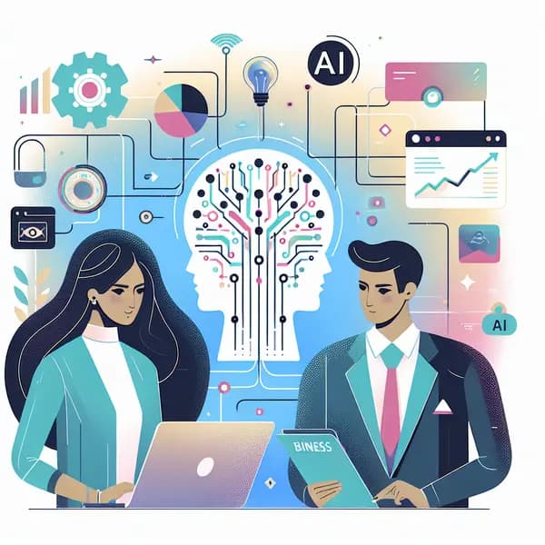 Ilustração representando o conteúdo do artigo IA para Grandes Empresas: 7 Estratégias para Transformar Resultados e Vencer Desafios em 2024