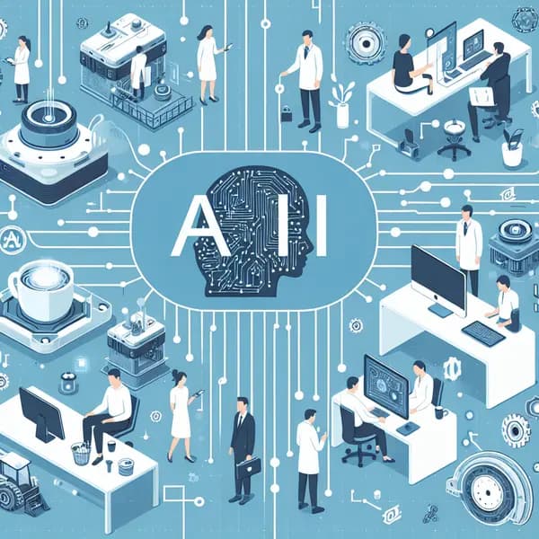 Ilustração representando o conteúdo do artigo IA para Indústria: 7 Formas de Revolucionar o Setor, Vantagens e Como Implementar