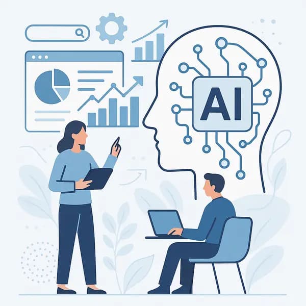 Ilustração representando o conteúdo do artigo IA para Marketing Digital: Descubra 7 Vantagens Competitivas e Exemplos Reais Para Turbinar Resultados