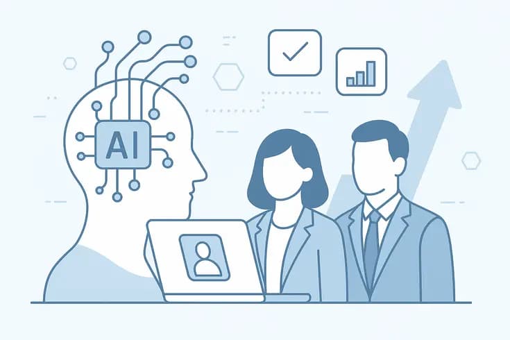 Ilustração representando o conteúdo do artigo IA para Recursos Humanos: 7 Estratégias Práticas para Impulsionar o RH Empresarial