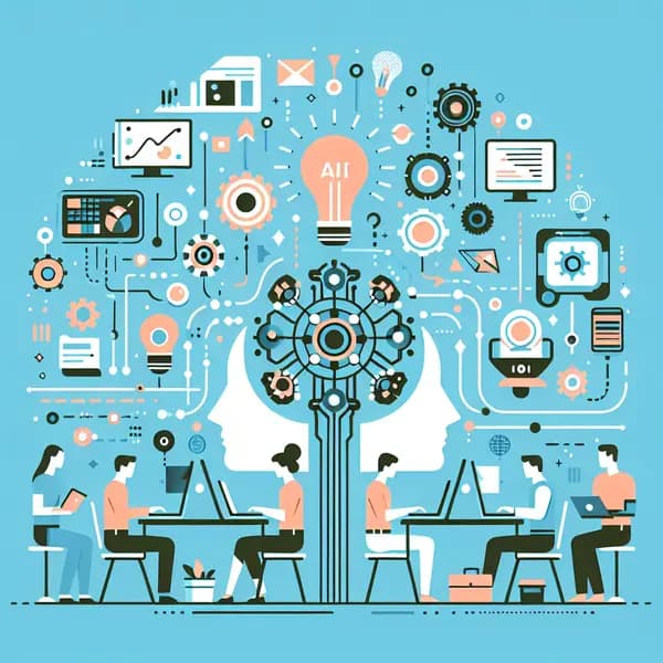 Ilustração representando o conteúdo do artigo IA para Suporte Técnico: 7 Aplicações Essenciais e Como Sua Empresa Pode Transformar Resultados