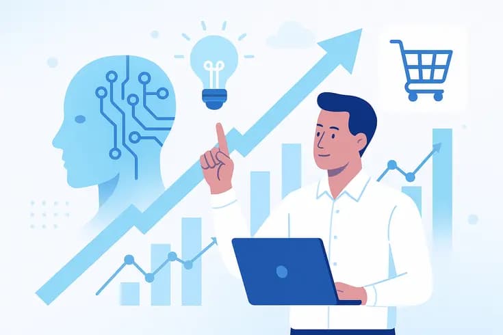 Ilustração representando o conteúdo do artigo IA para Vendas: 7 Estratégias Práticas para Aumentar Resultados Empresariais Hoje