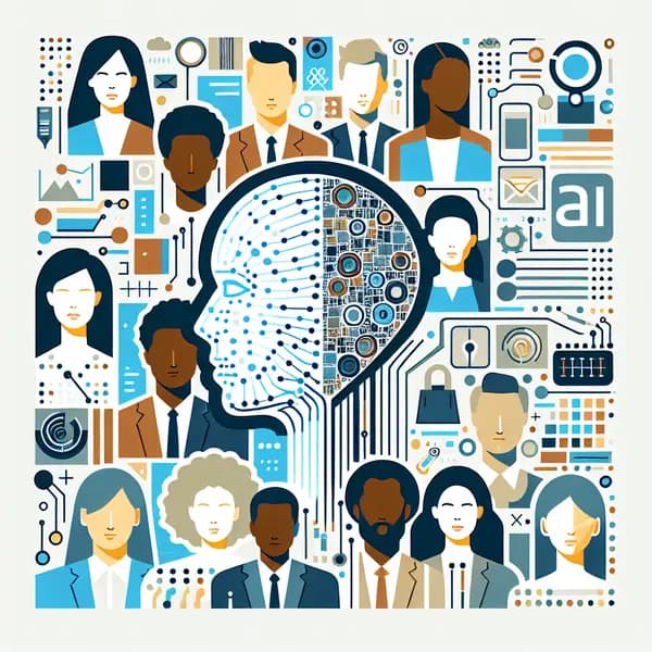 Ilustração representando o conteúdo do artigo Impacto Social da IA: 7 Fatos Essenciais Para o Setor Empresarial (E Como se Preparar)
