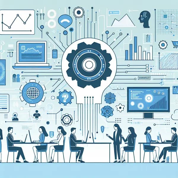 Ilustração representando o conteúdo do artigo Inteligência Artificial nas Empresas: 7 Aplicações que Geram Resultados Rápidos e Como Implantar