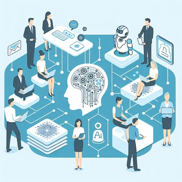 Ilustração representando o conteúdo do artigo Inteligência Artificial nas Empresas: 7 Vantagens, Como Implementar e Casos Reais de Sucesso