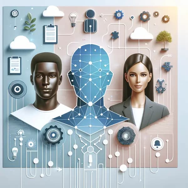 Ilustração representando o conteúdo do artigo Inteligência Artificial para Recursos Humanos: 7 Aplicações Poderosas e Como Transformar Seu RH Agora