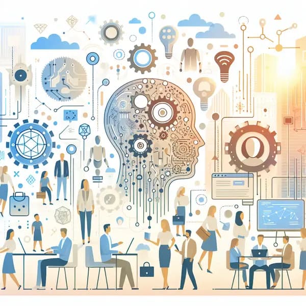 Ilustração representando o conteúdo do artigo Inteligência Artificial para RH: 7 Aplicações Transformadoras e Como Superar os Maiores Desafios