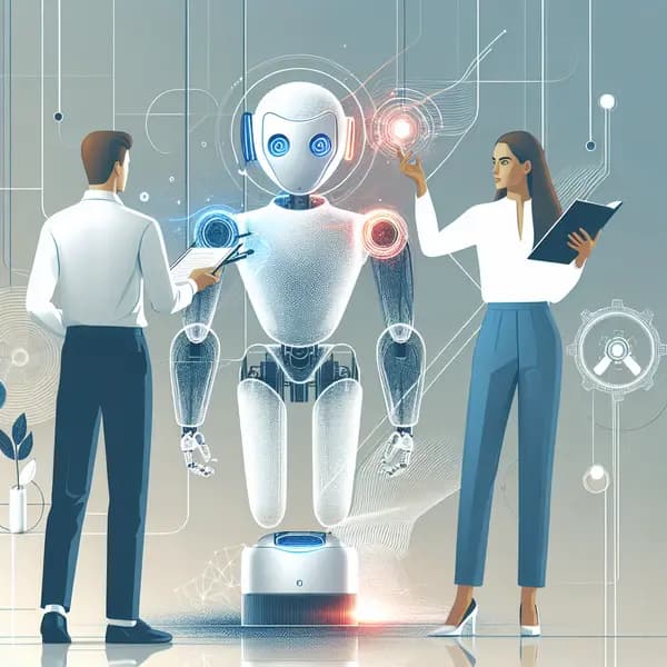 Ilustração representando o conteúdo do artigo Robôs Colaborativos em Empresas: Como Eles Revolucionam Processos e Geram Eficiência