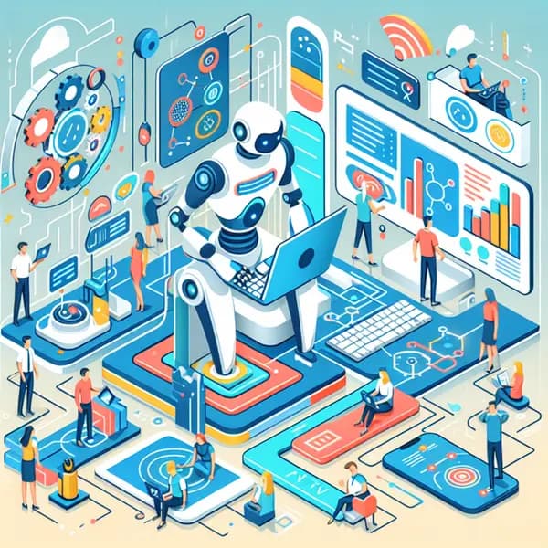 Ilustração representando o conteúdo do artigo Robótica e IA nas Empresas: 7 Estratégias Práticas para Maximizar Resultados em 2024